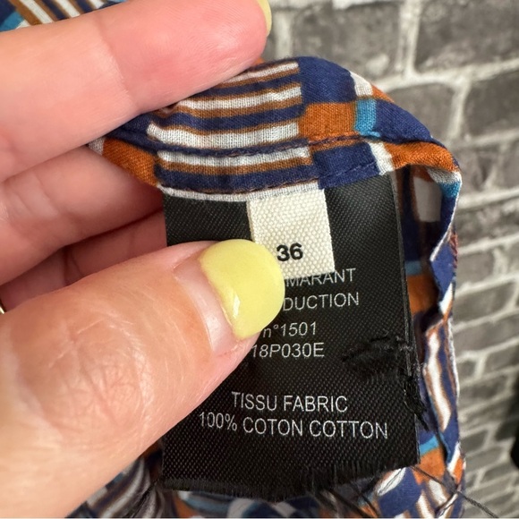 Isabel Marant Etoile Nahla Printed Blouse geometric button down shirt top blue - Picture 9 of 12